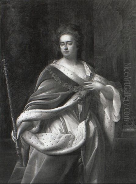 Portrait Of Queen Anne Wearing The Order Of St. George - view 1