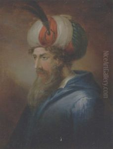 Orientalsk Mand Med Langt Skaeg, Turban Og Bla Jakke by Emanuel Limnell