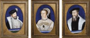 Un Gentilhomme Elisabeth De Valois (1545-1568) Claude De Lorraine, Duc De Guise (1520-1563) by Leonard Limosin