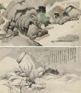 Landscape Sketches (2 Works) by Lin Shu
