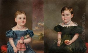 Portraits Of Sisters Emma Jane And Martha Orrell, B. Providence, Rhode Island (2 Works) by James Sullivan Lincoln