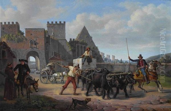 Ochsengespann Vor Der Porta San Paolo In Rom - view 1