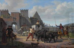 Ochsengespann Vor Der Porta San Paolo In Rom