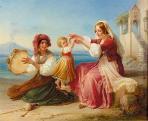 Genreszene Am Golf Von Neapel by Dietrich Wilhelm Lindau