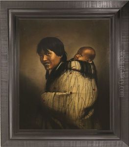 Heeni Hirini And Child (previously Known As Ana Rupene) by Gottfried Lindauer