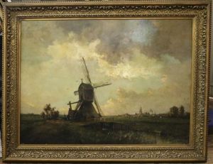 Molen In Hollands Weidelandschap by Jan Van Der Linde