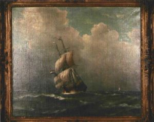 Hollandische Kogge Auf Rauher See by Jan Van Der Linde