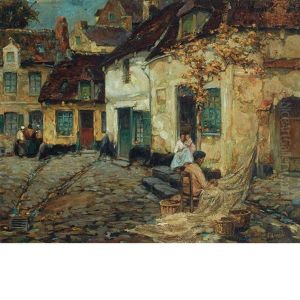 Mending The Nets by Ossip Leonovitch Linde