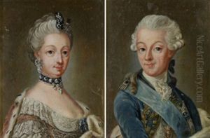 Portratt Forestallande Gustav Iii Och Sofia Magdalena (pair) (copy After Gustaf Lundberg) by Amalia Lindegren