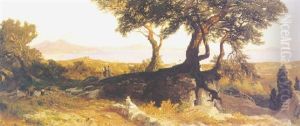 View Of The Bay Of Naples From Camaldoli by Karl August Lindemann-Frommel