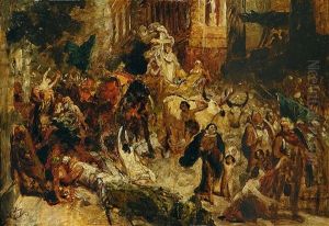 Einzug In Rom (sketch) by Wilhelm von Lindenschmit the Younger