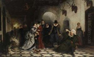 Der Verkleidete Falstaff Wird Vom Eifersuchtigen Herrn Fluth Vertrieben