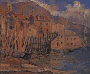 Hafenstadt Mit Werfthafen An Der Ligurischen Kusten