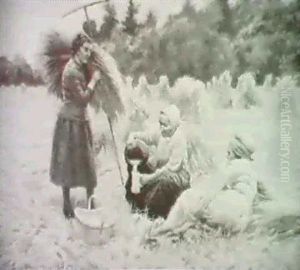 Rastande Skordearbeterskor - Motiv Fran Grisslehamn Rastande Skordearbeterskor - Motiv Fran Grisslehamn