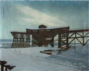 Sagverksstation I Sno by Bror Lindh