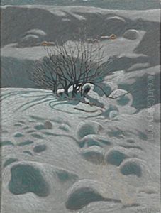 Vinterlandskap Med Stugor by Bror Lindh