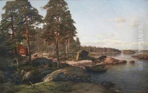 Summer Scene At Degero, Finland by Berndt Adolf Lindholm