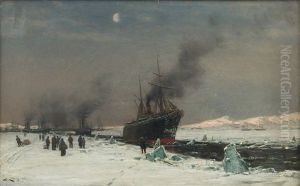 Breaking Ice By The Shore by Berndt Adolf Lindholm