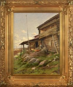 In Front Of The Henhouse by Berndt Adolf Lindholm