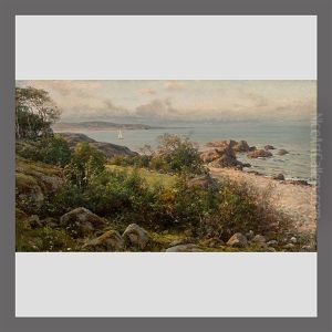 Sailboat By The Shore by Berndt Adolf Lindholm