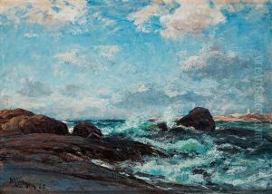 Coastal Scene With Breaking Waves by Berndt Adolf Lindholm