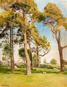 Landscape With Pine Trees by Berndt Adolf Lindholm