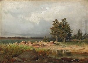 Coastal Scene At Autumn Time by Berndt Adolf Lindholm
