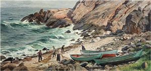 Drying The Fishing Nets by Berndt Adolf Lindholm