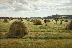 Harvesters Under The Silver Clouds by Berndt Adolf Lindholm