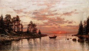Solnedgang I Alands Skargard by Berndt Adolf Lindholm