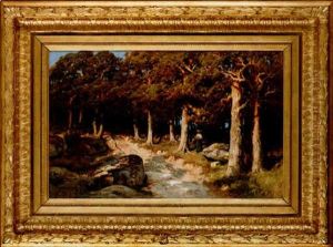 Kvinna I Skogslandskap by Berndt Adolf Lindholm