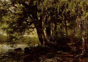 Metsainen Rantamaisema by Berndt Adolf Lindholm