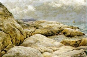 Segel Vid Kust by Berndt Adolf Lindholm