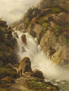 Wasserfall Im Gebirge by Johann Wilhelm Lindlar