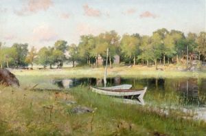 Flodlandskap I Aftonsol