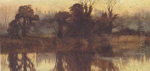 A View Of Arundel Castle At Dusk by Moffat Peter Lindner