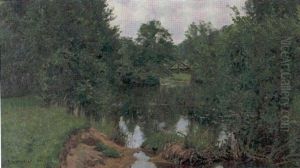 Landskap Med Vattendrag Landskap Med Vattendrag