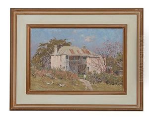 House In Rural Setting by Perceval Charles (Percy) Lindsay