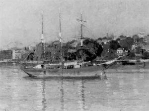 Schooner On Sydney Harbour by Perceval Charles (Percy) Lindsay
