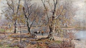 Cows In An Autumn Landscape thumbnail