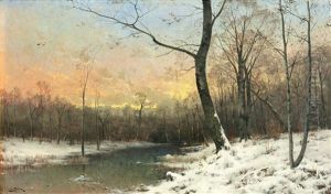 Vattendrag I Vinterskrud by Arvid Mauritz Lindstroem