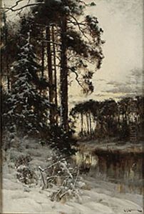 Vinterlandskap Med Rav by Arvid Mauritz Lindstroem