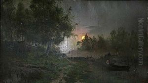 Manbelyst Landskap by Arvid Mauritz Lindstroem