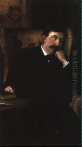 Portrait Of A Gentleman Seated In An Armchair by Arvid Mauritz Lindstroem