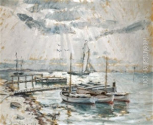 Solen Bryter Genom Molnen - Strandbild Fran Mariehamn, Aland - view 1