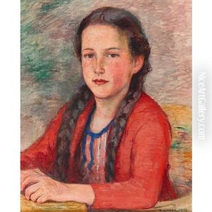 Portrat Eines Madchens Mit Zopfen by Carl August Liner