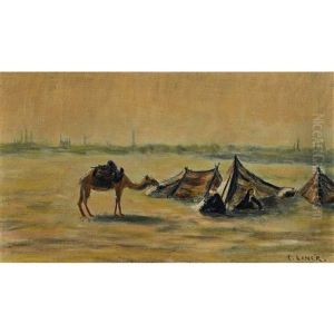 Beduinenzelte Mit Frauen Und Kamel by Carl August Liner
