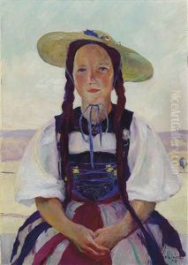 Madchen In Aargauertracht by Carl August Liner