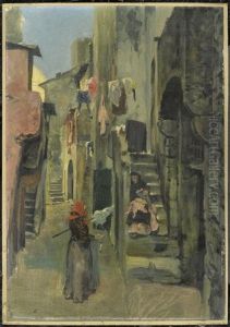 Strassenszene In Italien by Carl August Liner