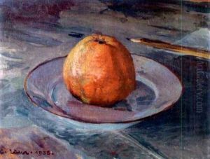 Apfel Auf Teller Und Bleistift